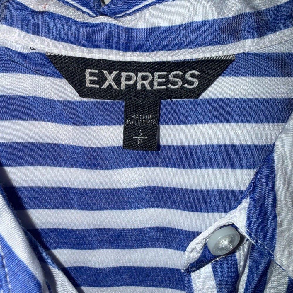 Express Button Up Shirt Blue and White Stripes Small - Picture 4 of 6